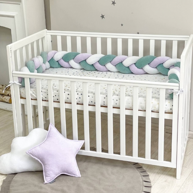 Protectie laterala patut bebe menta-violet (5)